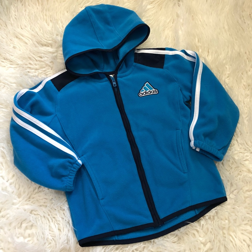 ADIDAS Toddler Fleece Hooded Zip Up Jacket 3T Blue